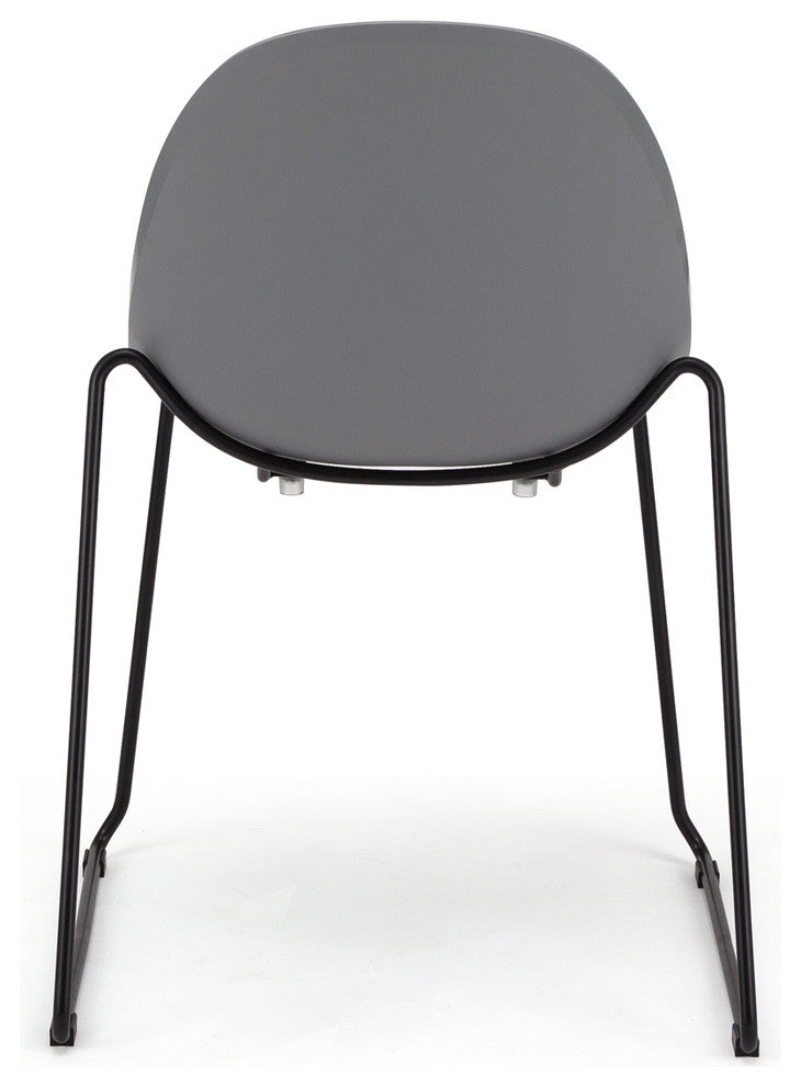 Seline Series Modern Accent Dining Chair with Black Steel Metal Legs, Gray
