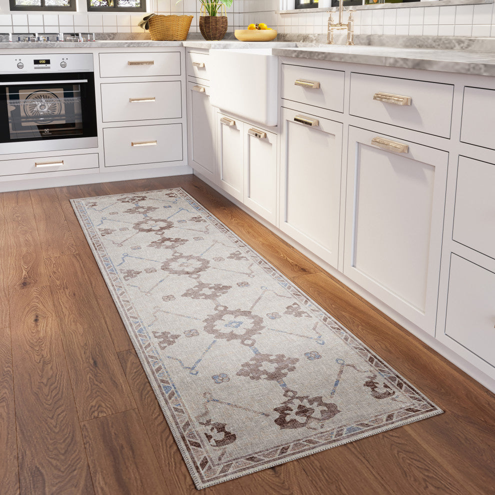 Indoor/Outdoor Sedona SN16 Parchment Machine Washable 2'3" x 10' Runner Rug
