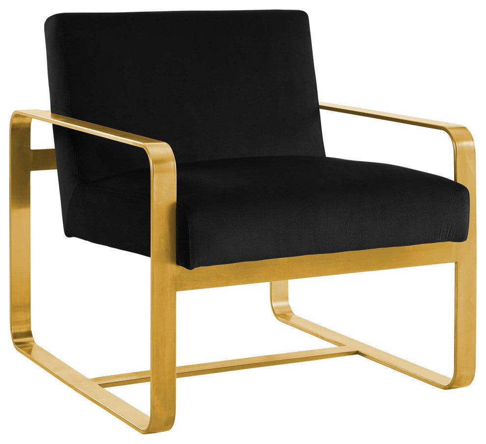 Astute Upholstered Velvet Armchair, Black