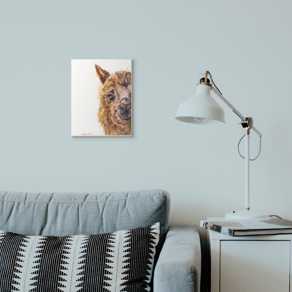Baby Llama Head Watercolor Painting, 10"x15"