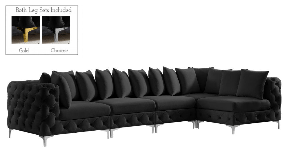 Tremblay Modular Sectional, Black, L-Shaped, 5-Piece: Armless (3), Corner (2)