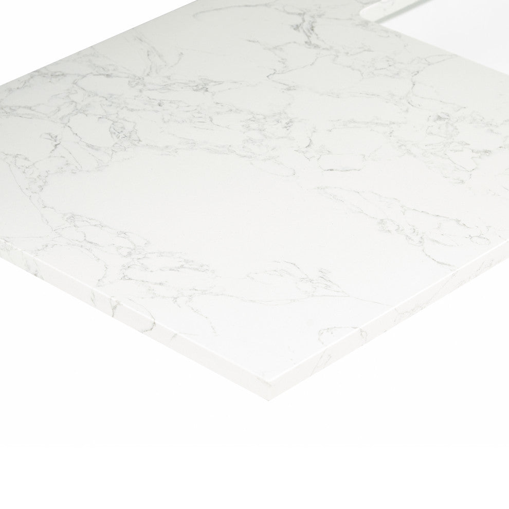 Engineered Stone Vanity Top in Grain White, 61", Double Sink