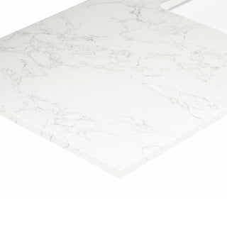 Engineered Stone Vanity Top in Grain White, 61", Double Sink