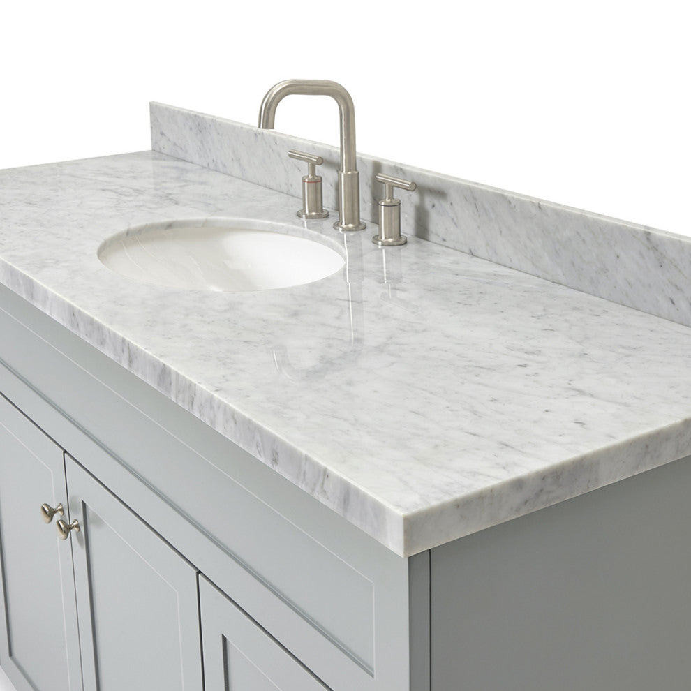Ariel Hamlet 61" Oval Sink Bath Vanity, 1.5" Carrara Marble