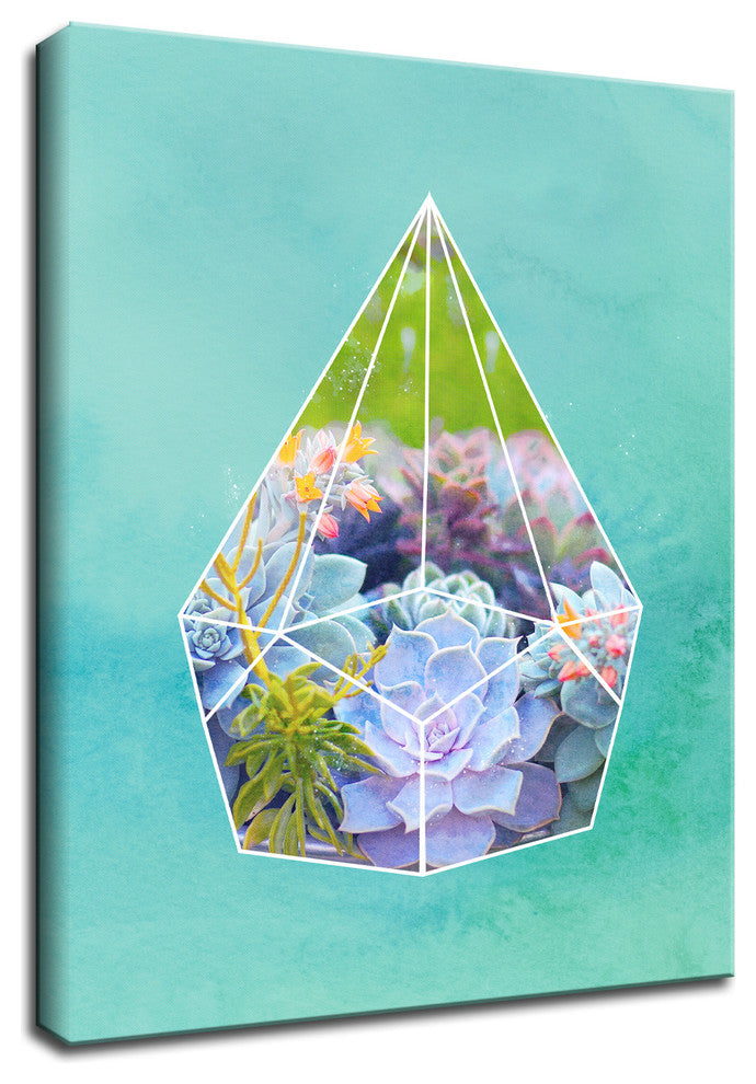 Ready2HangArt ''Terrarium Bloom'' Wrapped Canvas Succulent Wall Art, 40"x30"