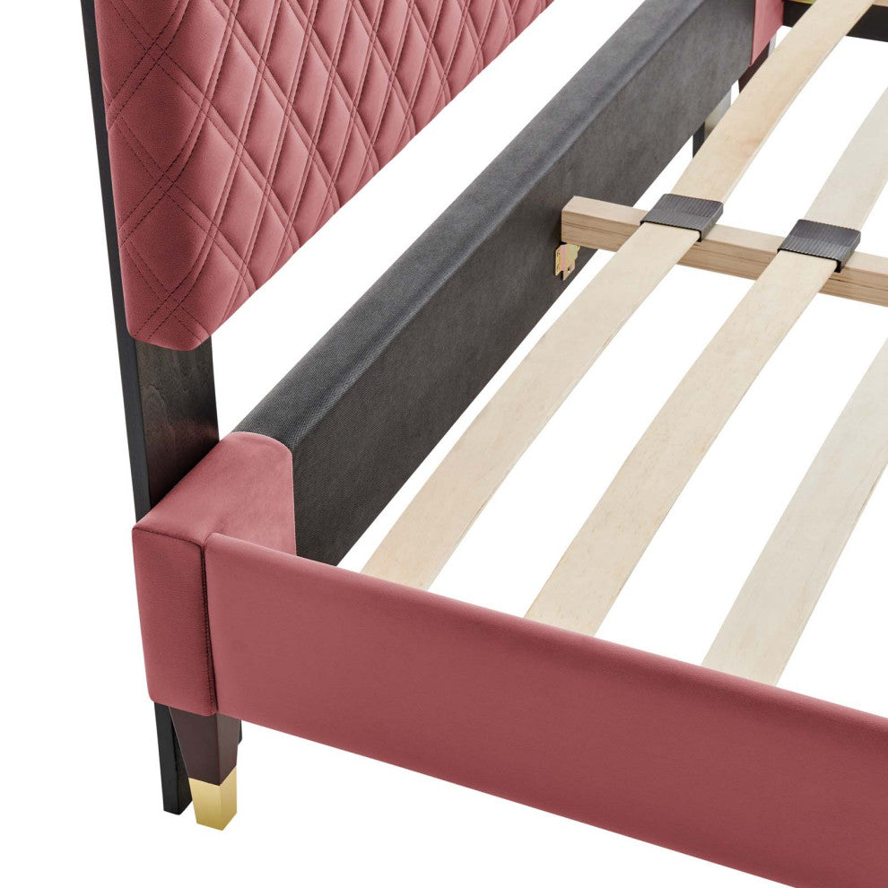 Harlow Full Performance Velvet Platform Bed Frame Dusty Rose