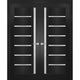 Interior French Double Doors|Quadro 4088 Matte Black with Frosted Glass -36x80