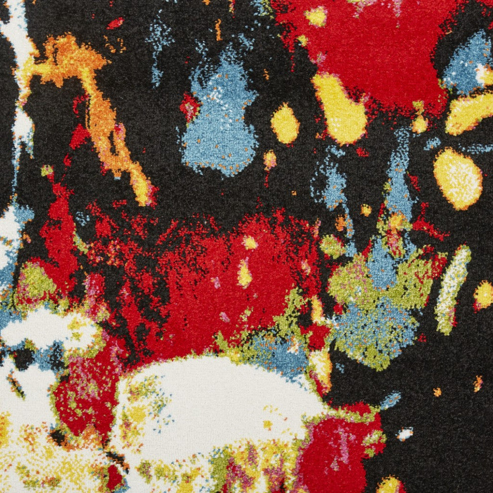 8" x 9" Black Abstract Explosion Area Rug