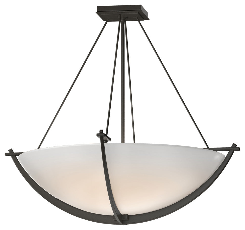 Compass Large Semi-Flush, Dark Smoke Finish, Opal Glass
