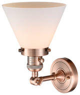Large Cone 1-Light Sconce, Antique Copper, Glass: Matte White Cased