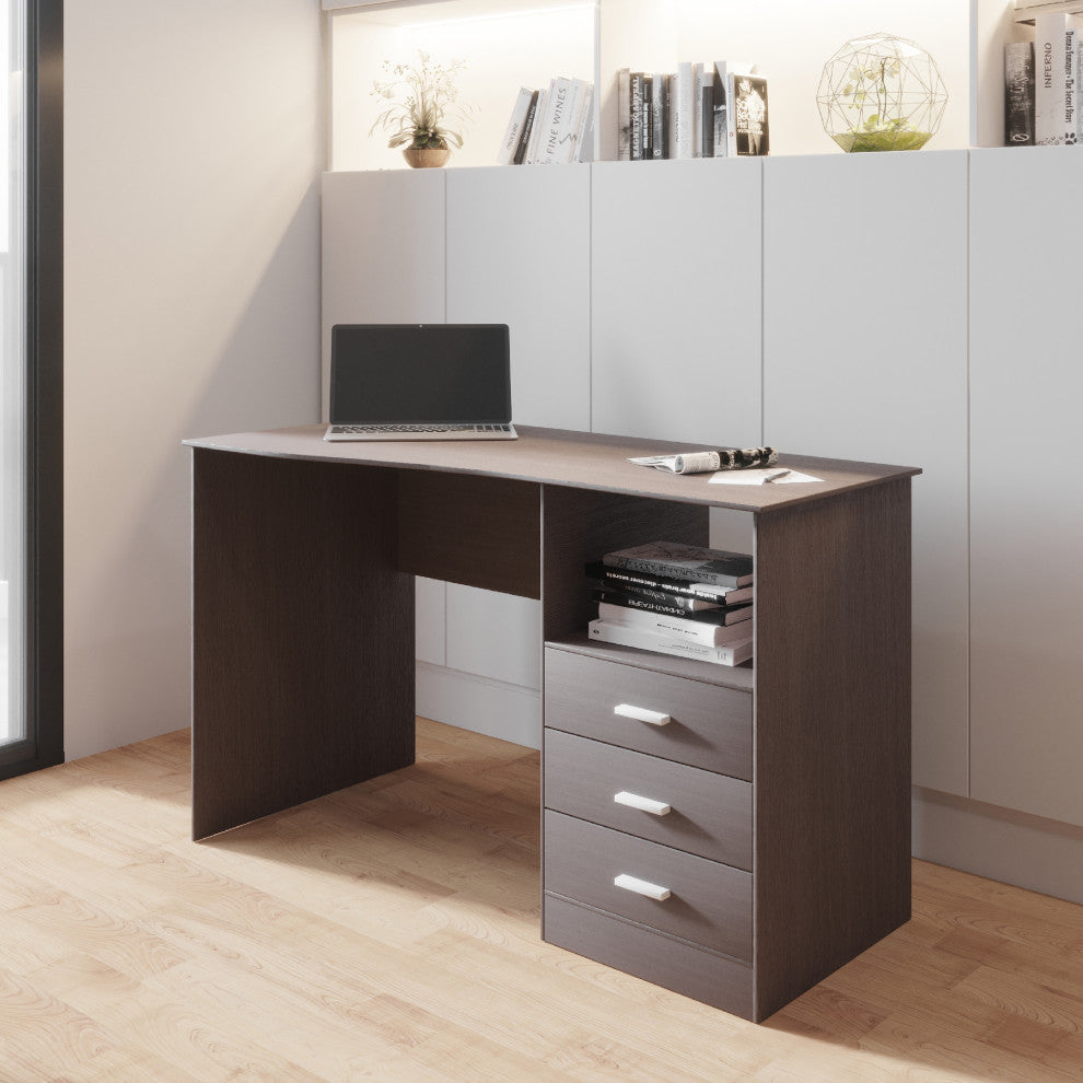 Techni Mobili Classy Computer Desk with 3 Drawers in Espresso