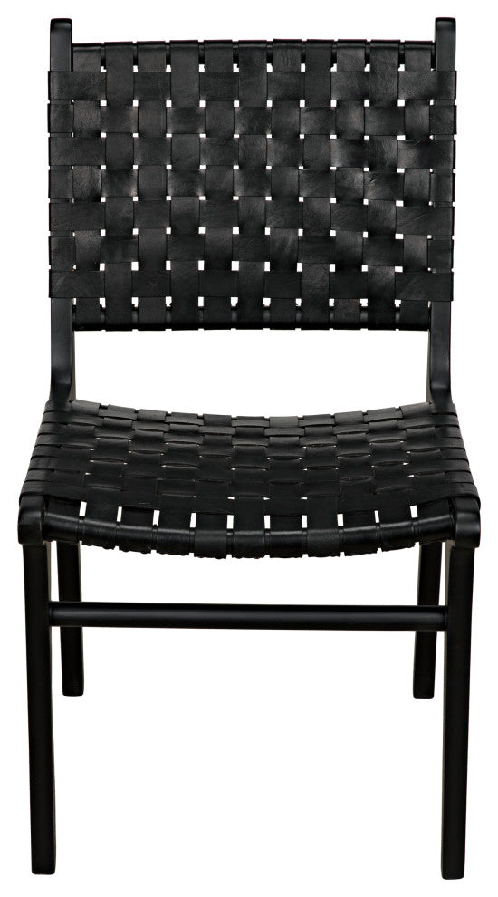Dede Dining Chair, Leather, Black