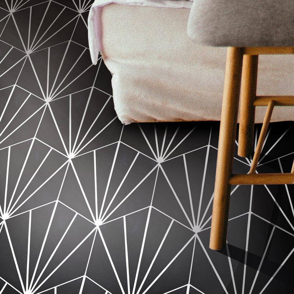 Menara Handmade Cement Tile, Black/White, Sample