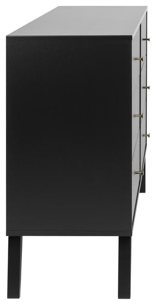 Milo Mid Century Modern  6-drawer Dresser, Black