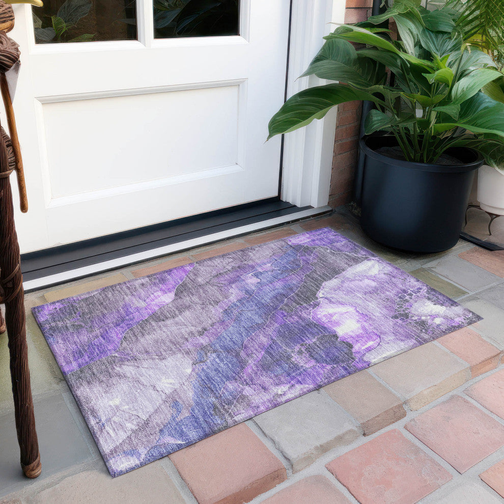 Machine Washable Indoor/Outdoor Chantille ACN1864 Violet 1'8" x 2'6" Rug