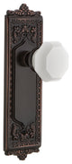 Egg & Dart Plate Passage Waldorf White Milk Glass Knob, Timeless Bronze
