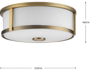 Gilliam Collection 12-5/8" Two-Light Vintage Brass Flush Mount