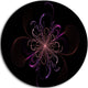Pink Rounded Fractal Flower In Black, Floral Disc Metal Wall Art, 36"