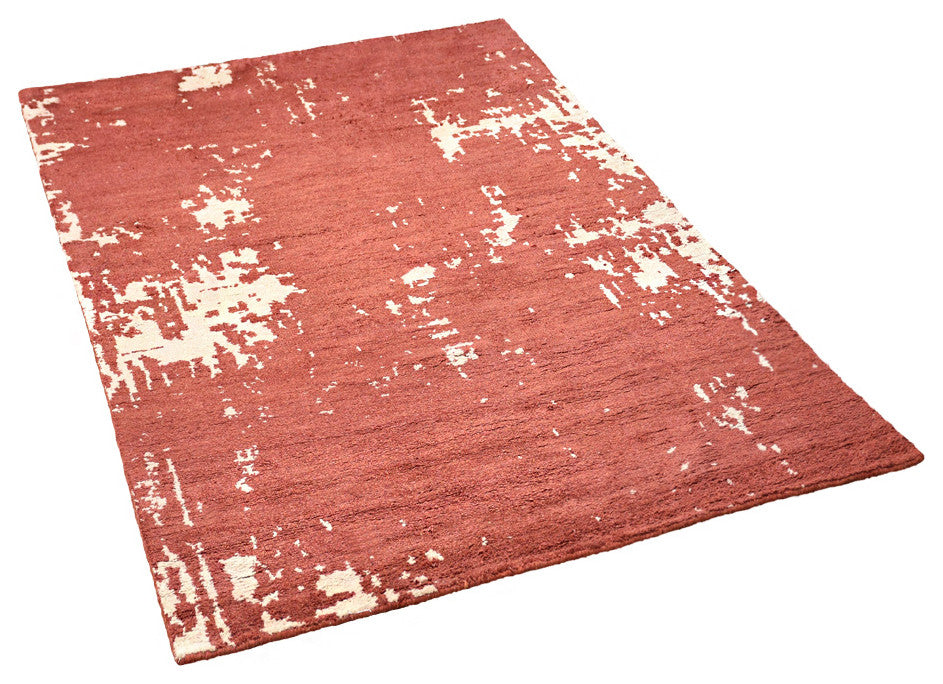 Hand Knotted Silk Area Rug Geometric Red White