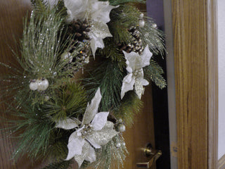 24" Poinsettia and Pine Cone Wreath