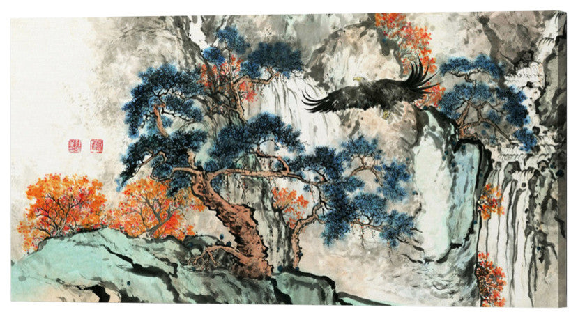Epic Graffiti "Bird's Eye View" by River Han, Giclee Canvas Wall Art, 30"x60"