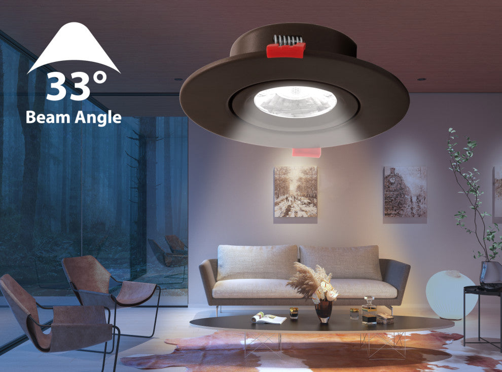 DGC 4" Selectable Canless Adjustable Gimbal LED Recessed Downlight, Bronze