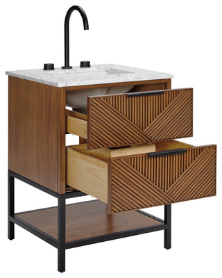 Diamond 24" Bath Vanity, Walnut/Matte Black, 24", Marble Top