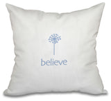 18"x18" Make A Wish, Word Print Pillow, Blue