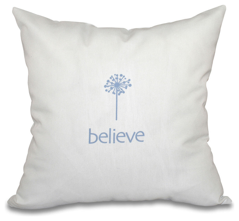 18"x18" Make A Wish, Word Print Pillow, Blue