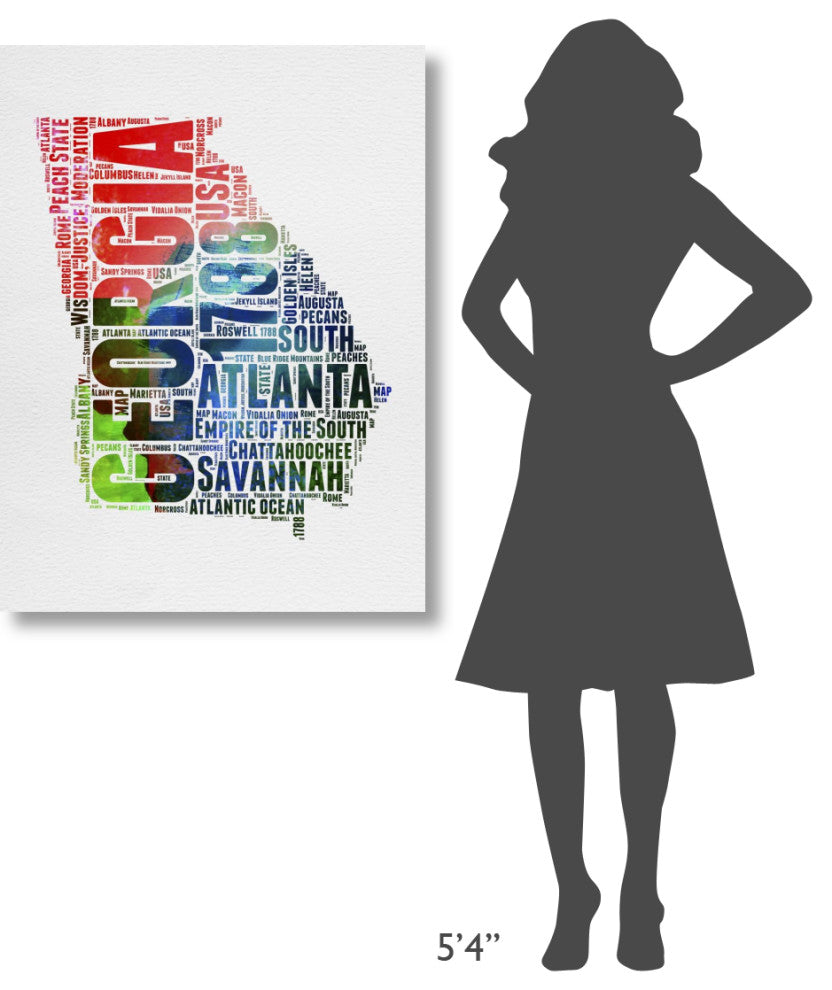 "Georgia Watercolor Word Cloud" Fine Art Print