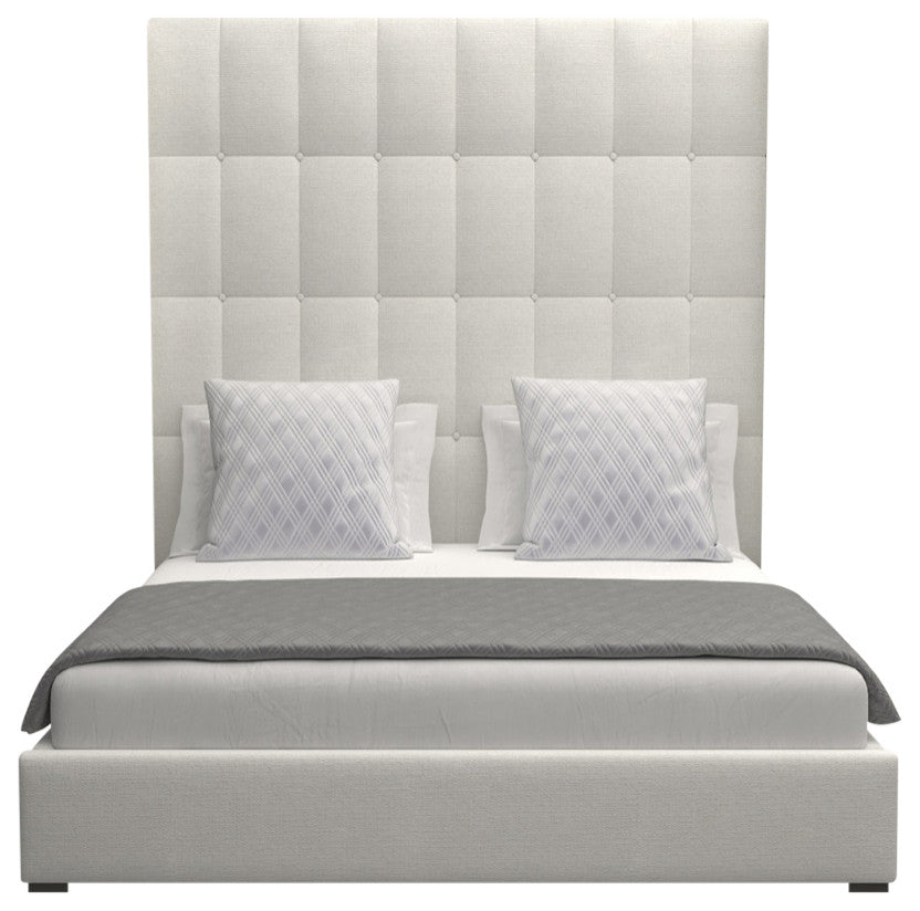 Nativa Interiors Moyra Box Bed, Off White, Ca King, Headboard Height: High