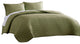 Benzara BM283910 3 Piece Queen Comforter Set Polyester Puffer Quilted, Green