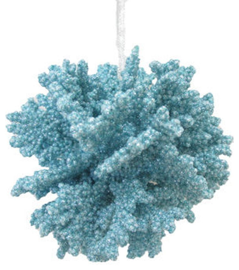 Ocean Coral Teal Blue Ball Christmas Holiday Ornament