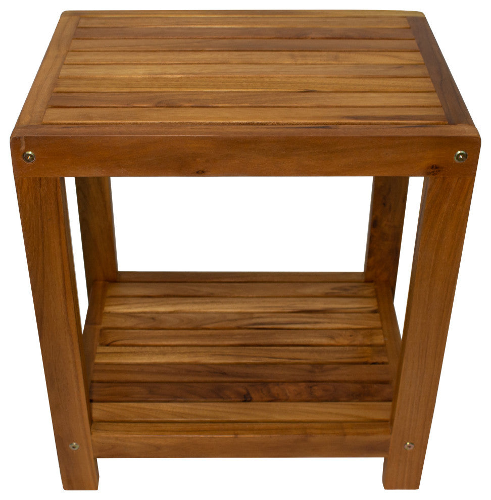 Nordic Style Oiled Teak Spa Bench With Shelf "“ 18"³