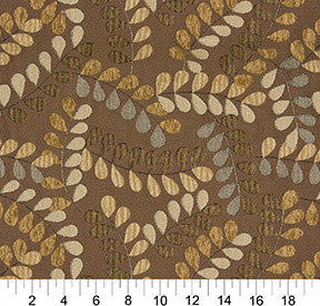 Brown and Grey Textured Leaves Matelasse Upholstery Fabric By The Yard