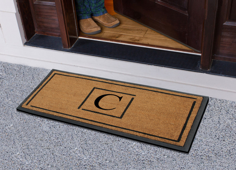 A1HC Hand-Crafted 24"x48" Rubber Coir Double-Single Monogrammed, C