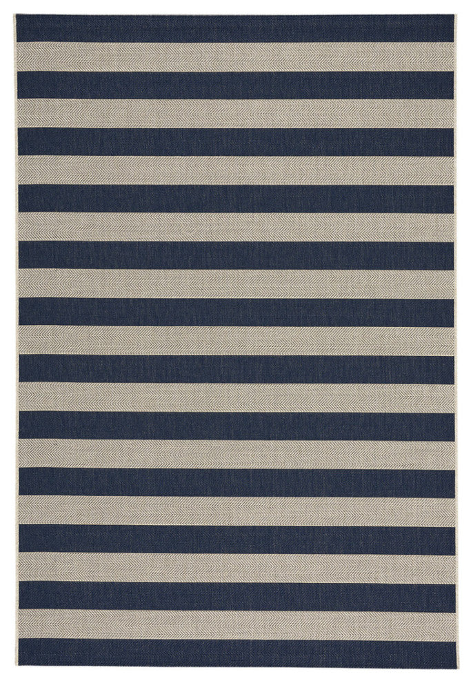 Capel Elsinore-Stripe Midnight Blue 4730_475 Machine Woven Rugs - 5' 3" X 7' 6"