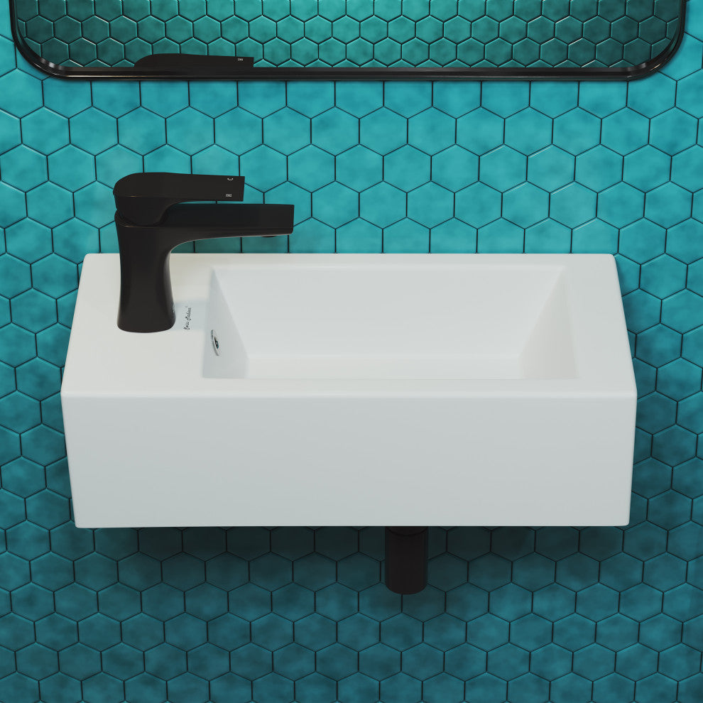Voltaire 19.5"x10" Ceramic Wall Hung Sink With Faucet Mount, Left Side