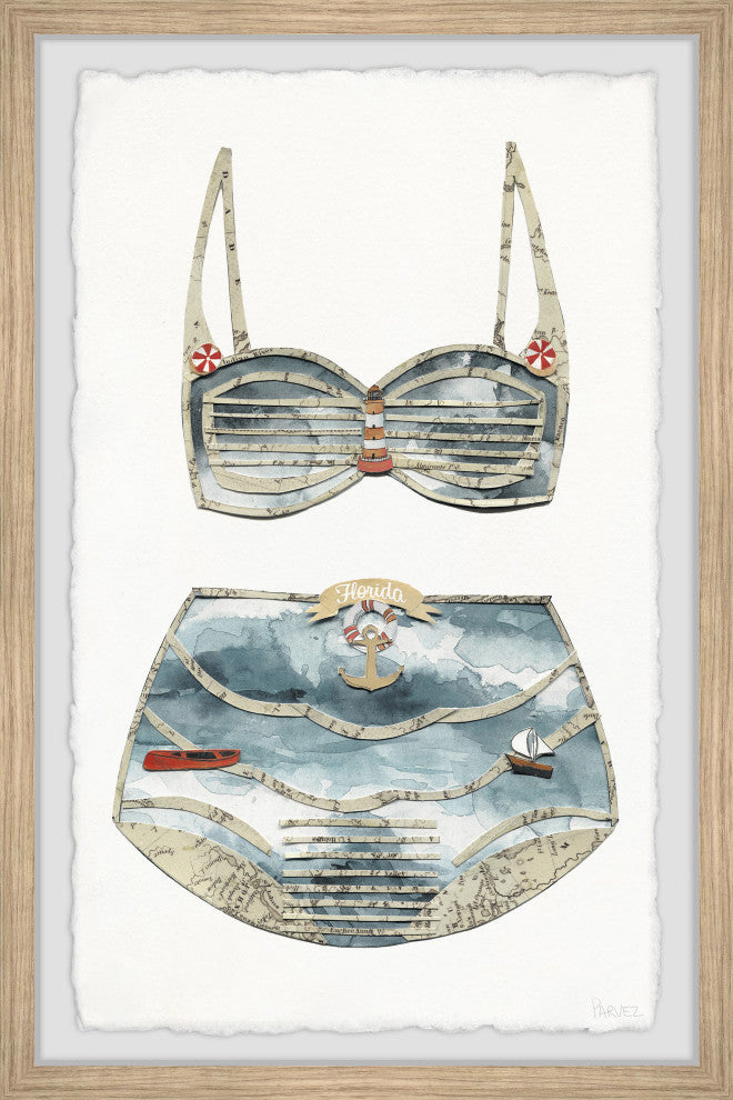 "Florida Retro Bikini" Framed Painting Print, 16x24