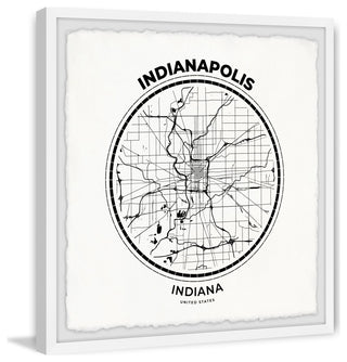 "Indianapolis Outline Map" Framed Painting Print, 32x32