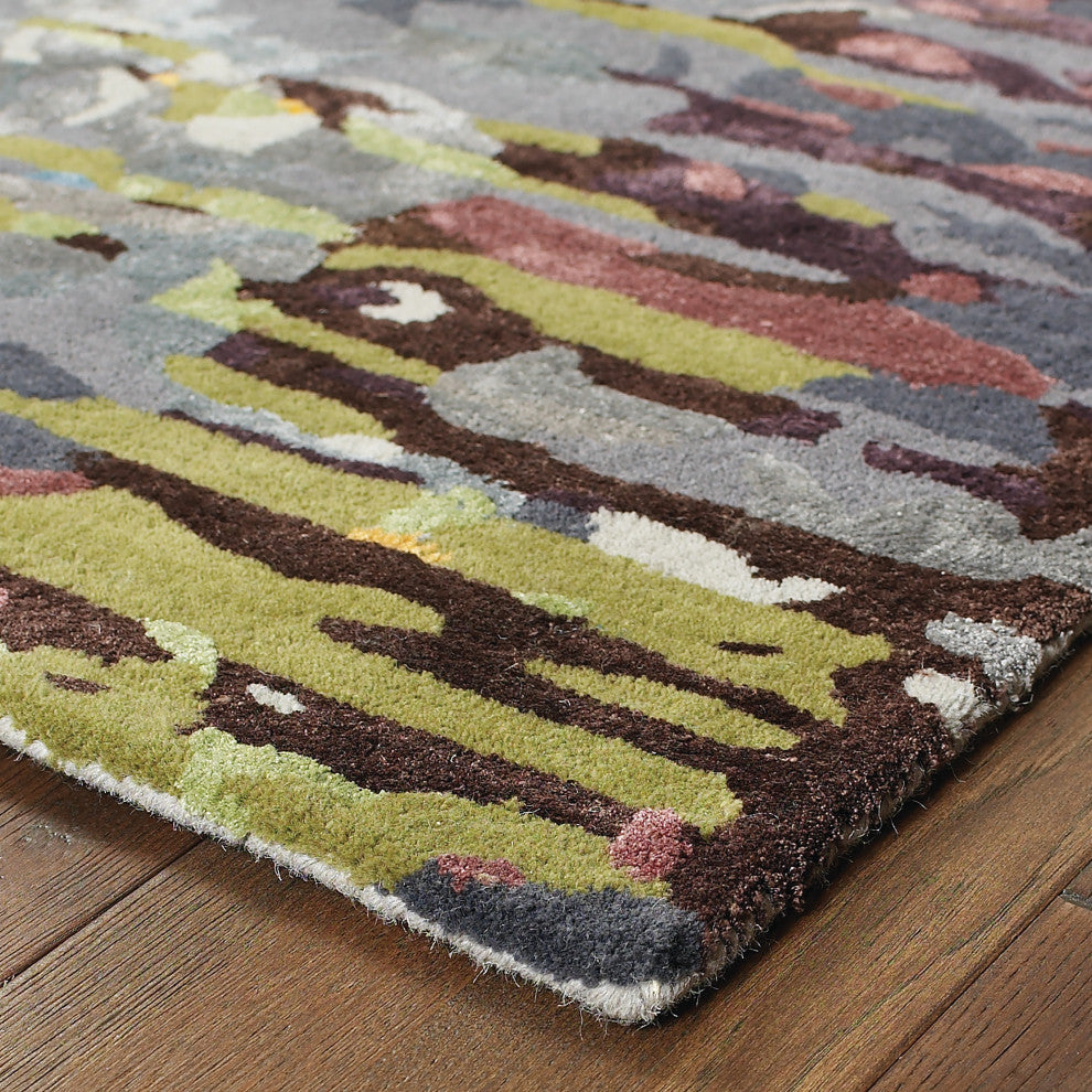 Galen Contemporary Abstract Multi/ Grey Area Rug, 2'6"X8'
