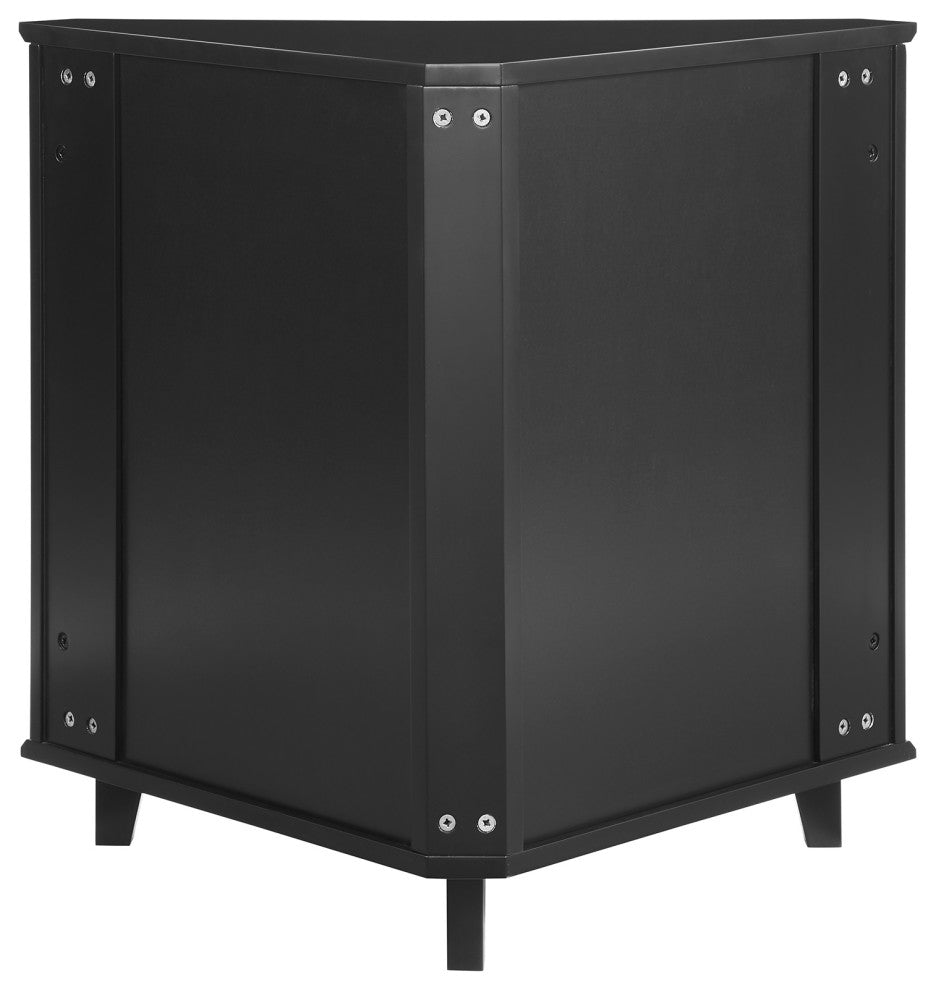 Gwen Fretwork Corner Accent Cabinet - Black