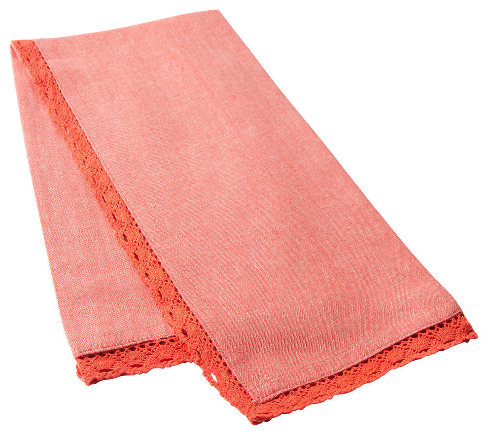 Lacey Lace Tea Towel, Raspberry