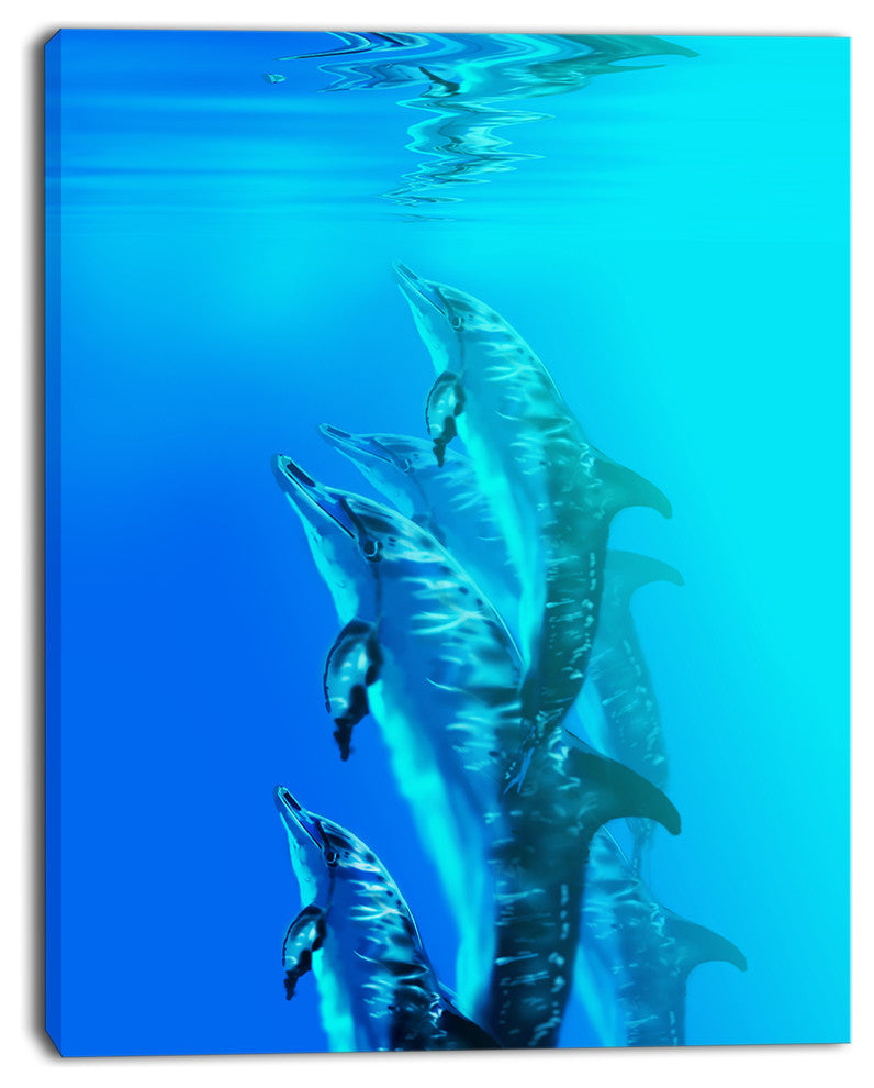 "Dolphin in Blue Sea" Canvas Print, 30"x40"