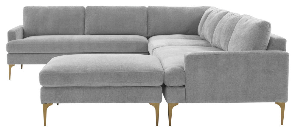 Serena Gray Velvet Large Chaise Sectional