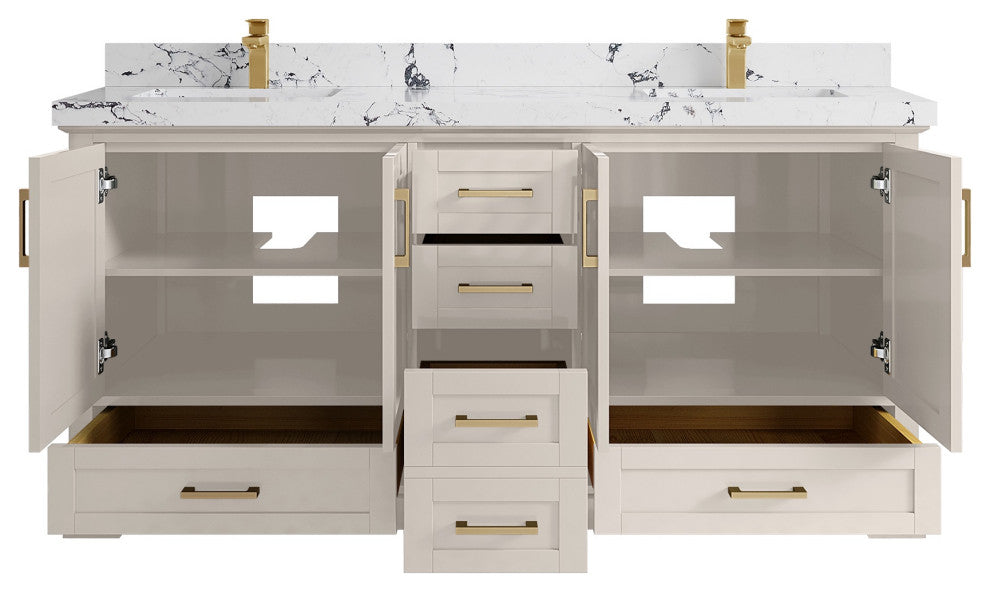 Boston 72" Double Sink Bath Vanity in Fine Grain 2" Viola Night