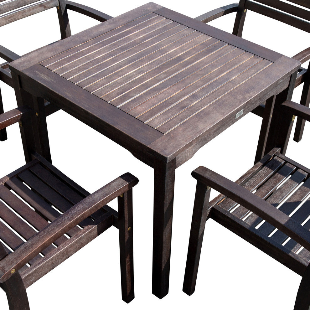 DTY Outdoor Living Leadville 5-Piece Eucalyptus Dining Set, Espresso