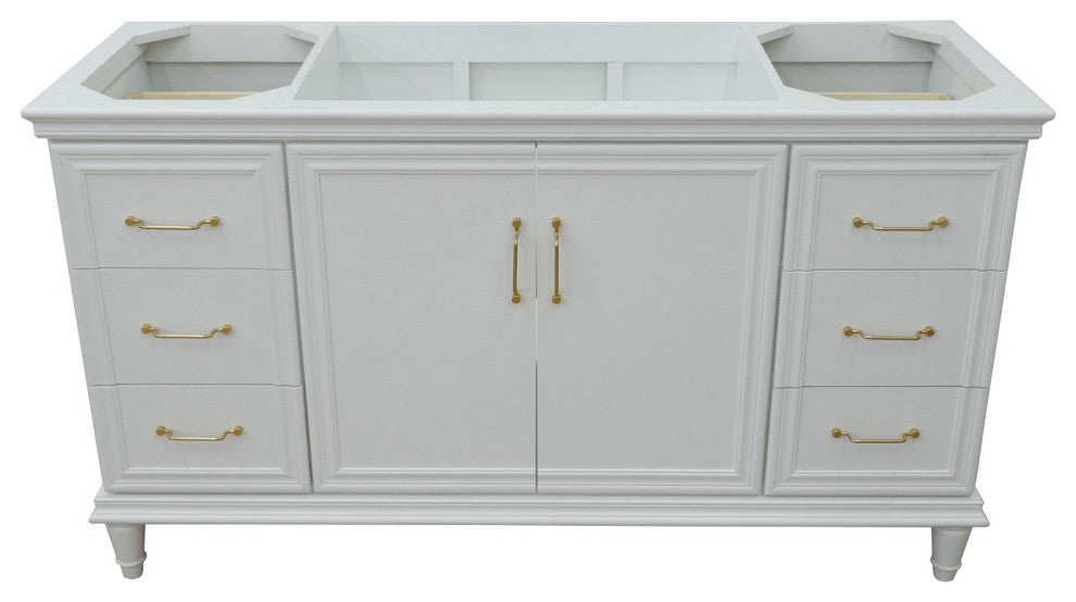 60" Single Vanity, White Finish, Cabinet Only