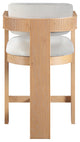Sacha Upholstered Bar and Counter Stool, Cream, Linen Textured Fabric, Natural