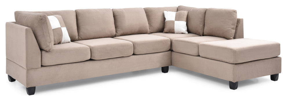 Solana Micro Suede Sectional, Mocha Micro Suede